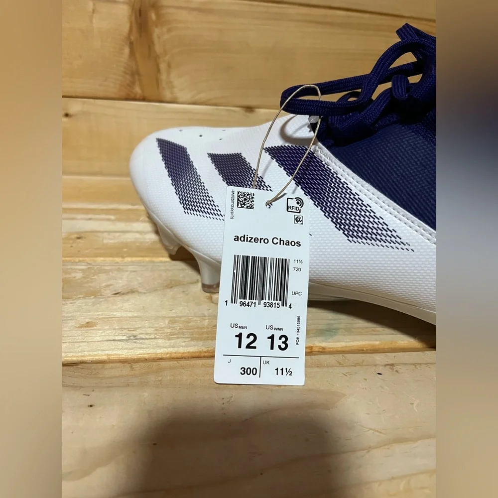 New Adidas ADIZERO Chaos High-Top Football Cleats White/Purple IG3459 Mens 12 - Picture 7 of 9